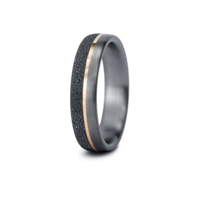 Haudarin Tantal ringe Funken-Strichmatt Streifen Rotgold 585 Ta 999 3135-15