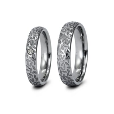 Haudarin Tantal Trauringe Birke Paar 0,03ct TW/Si Ta 999