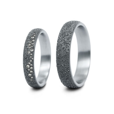 Haudarin Tantal Trauringe Funken paar P-1 NR-19 0,07ct TW/SI Ta 999