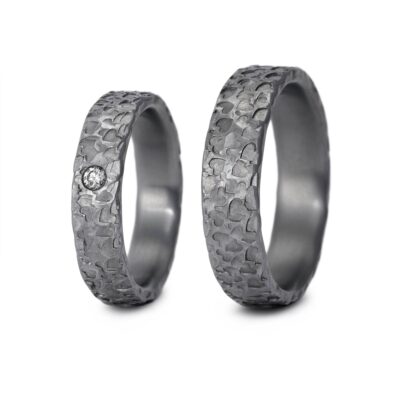 Haudarin Tantal Trauringe Herzschlag Paar 0,05ct