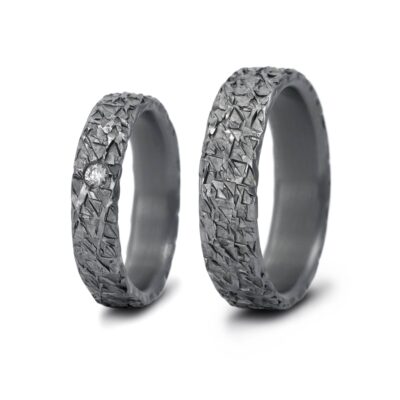 Haudarin Tantal Trauringe Kristallin Paar 0,05ct TW/SI Ta 999