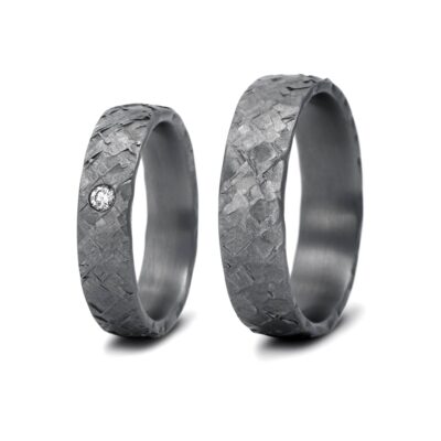 Haudarin Tantal Trauringe Paar Oktaeder 0,05ct