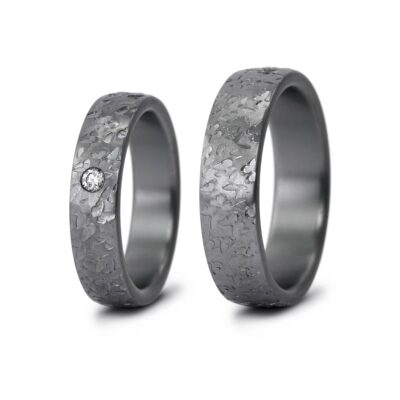 Haudarin Tantal Trauringe Paar Schmetterling 0,05ct