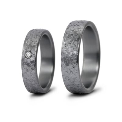 Haudarin Tantal Trauringe Paar Sternschlag 0,05ct