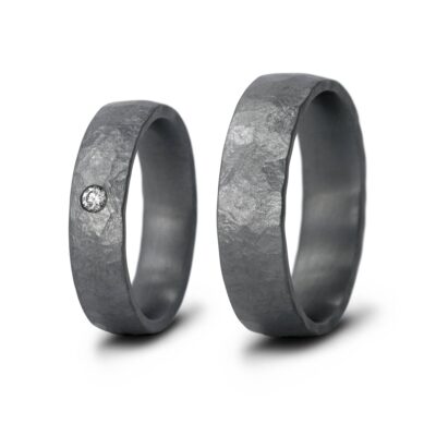 Haudarin Tantal Trauringe Stein Paar 0,05ct TW/Si Ta 999